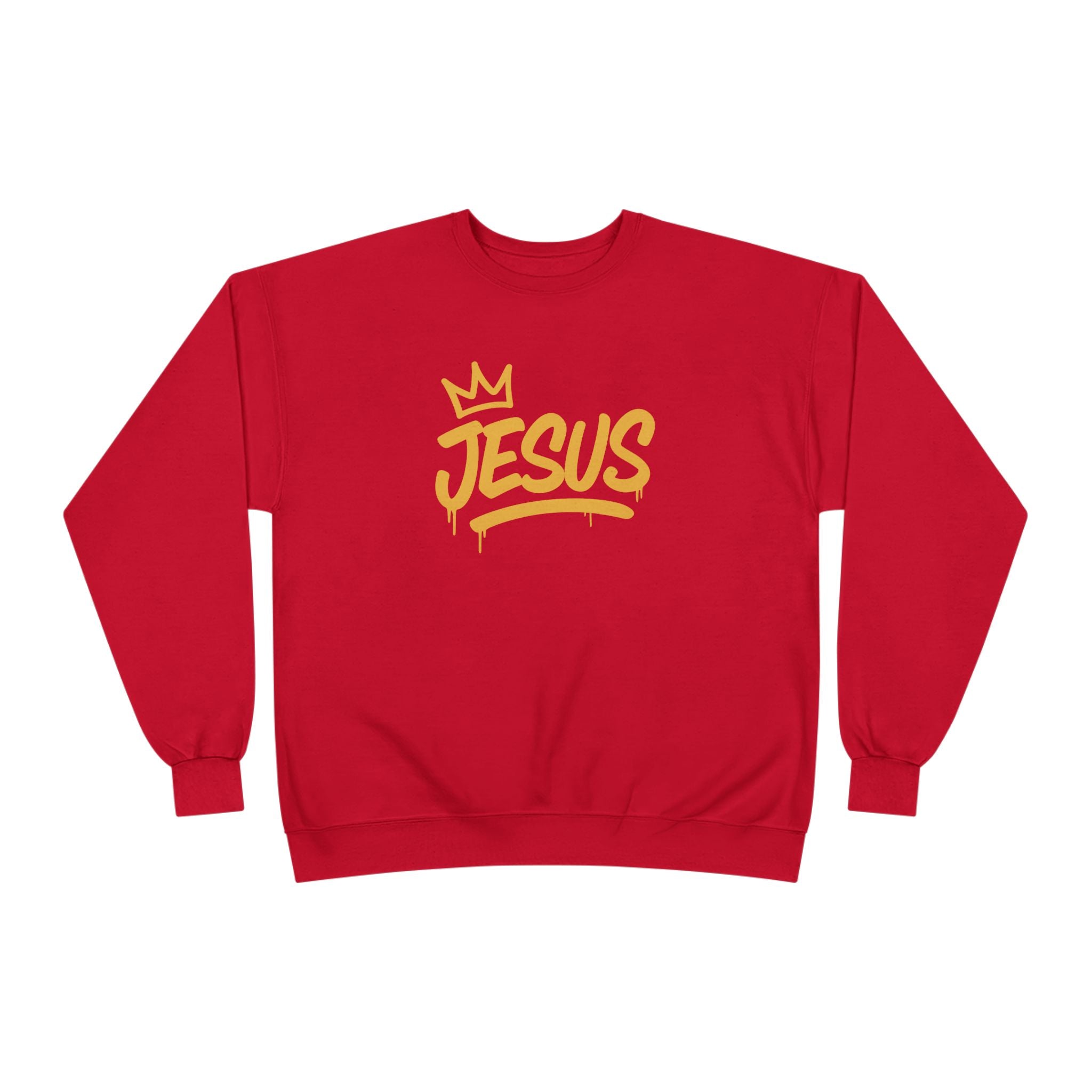 Jesus Crown Crewneck Sweatshirt — Gold Script Inspirational Pullover
